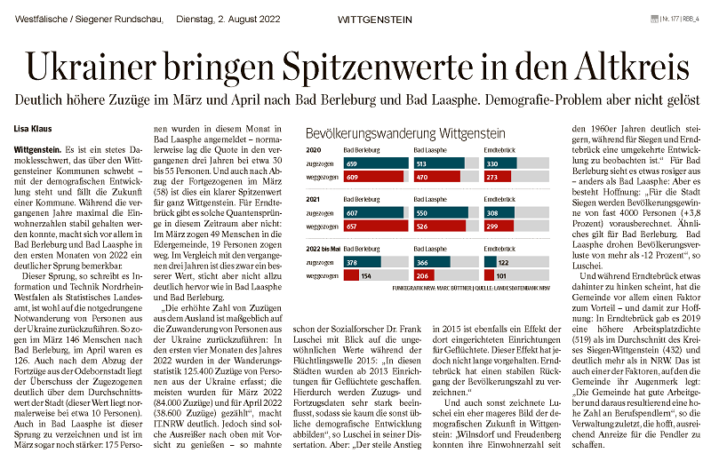 2022 08 02 WR Ukrainer bringen Spitzenwerte in den Altkreis Dissertation Luschei